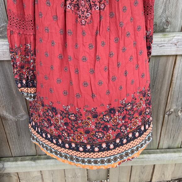 Altar’d State Dress Mini Boho Orange NWT Small Baby Doll Keyhole back - Picture 6 of 11
